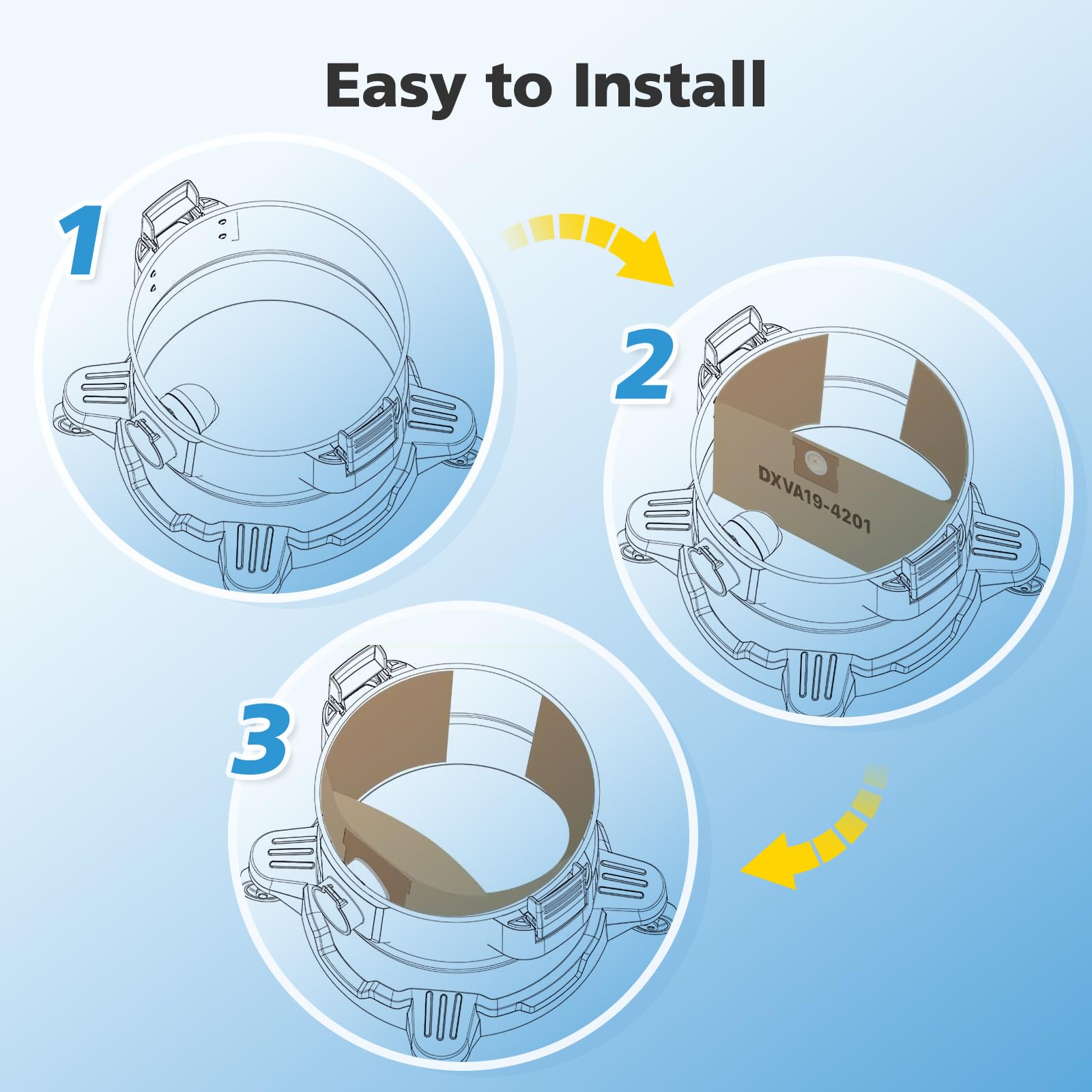 iSingo 9 sacchetti per aspirapolvere compatibili con aspirapolvere DEWALT DeWalt DXV23PTA 23L DXV38S 38L DXV20PA 20L, DXV34P, DXW38P, DXV30S, sacchetti di ricambio ad alta efficienza, da 6 a 10