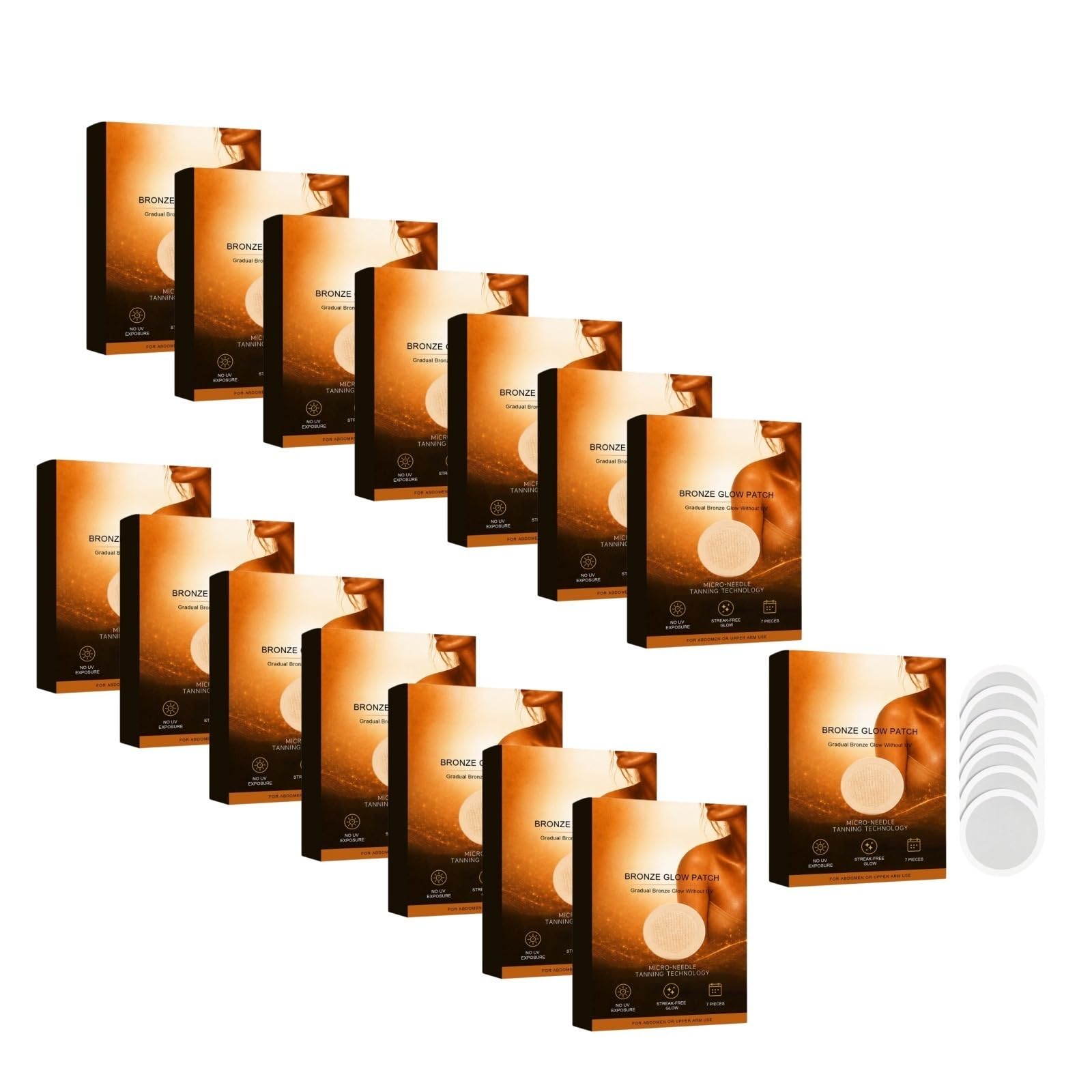 Parches autobronceadores de microagujas | Bronceado suave y sin UV para el vientre y la parte superior de los brazos Tan Parches para la piel y naturalmente sin exposición al sol