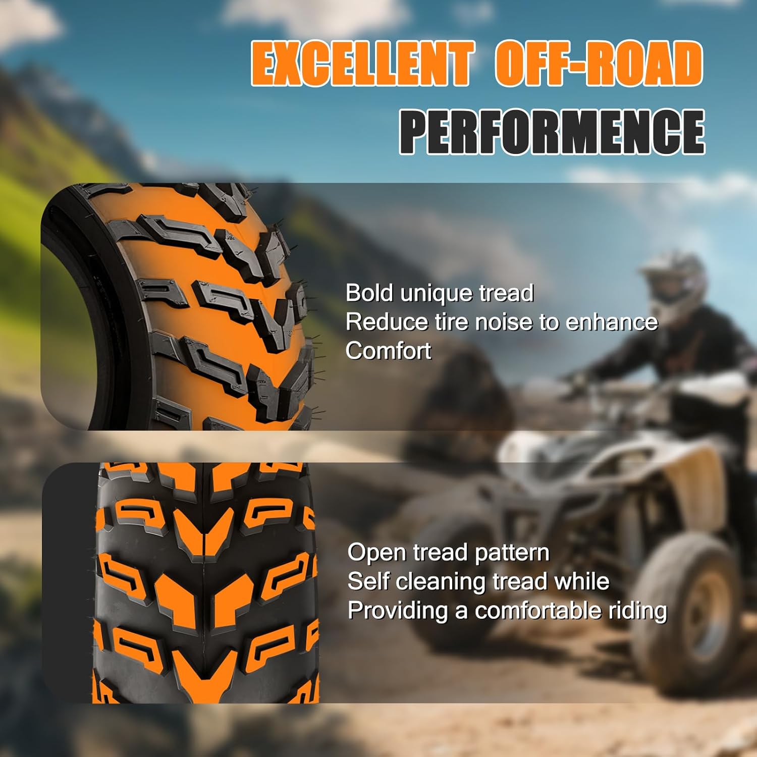 TRIPOWER All Terrain 22x7-11 Tires 22x7x11 ATV UTV Mud Tires Compatible with Honda Recon Suzuki Ozark 250, Deep Tread 10 mm, 6PR Tubeless, Set of 2