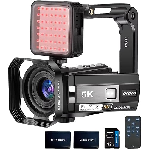 ORDRO 5K Video Camera Camcorder, 56MP Vlogging Camera with 3" 270° Flip Touch Screen, WiFi IR Night Vision 18X Zoom, YouTube Camera with 32GB Card, 2 Batteries, Microphone, Webcam & HD Output