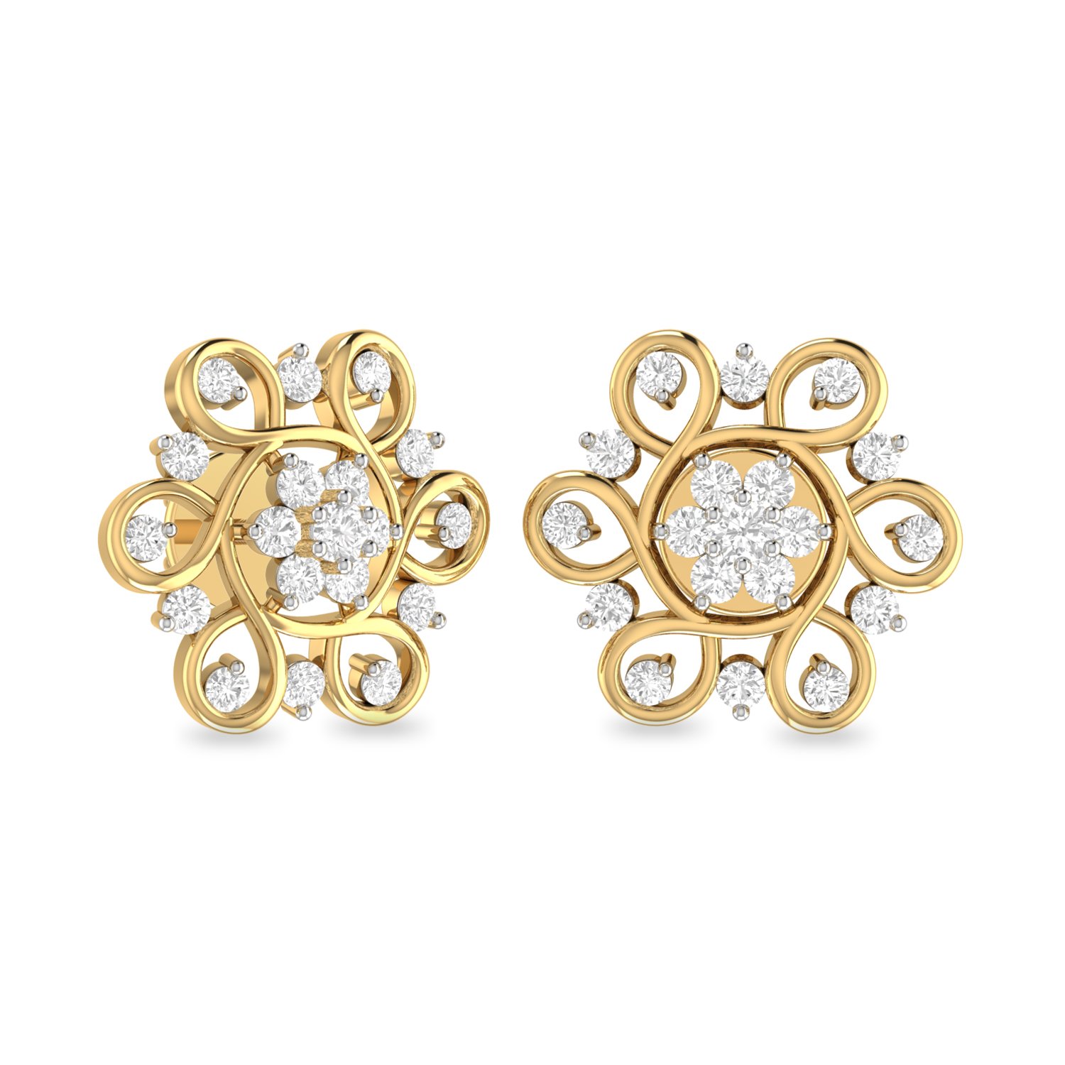 pc jeweller The Amayu 18KT Yellow Gold & Diamond Earring-picture-20