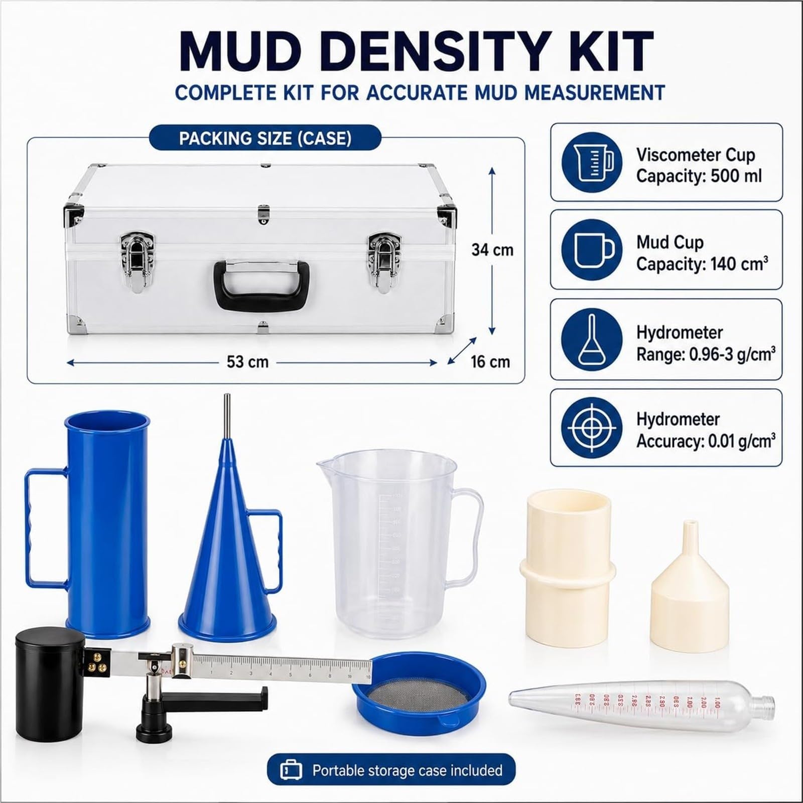 Kit viscosimetro fango portatile, misuratore sabbia fango per lab/campo