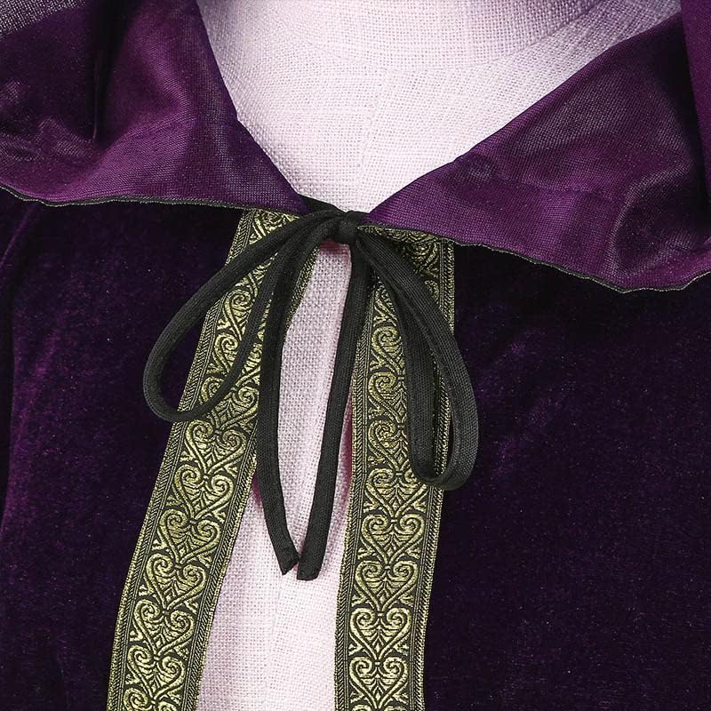 Wizard Robe Cloak with Hood Men Women, Renaissance Costume Medieval Velvet Cape Long Sleeve Halloween Dress Up - Image 5