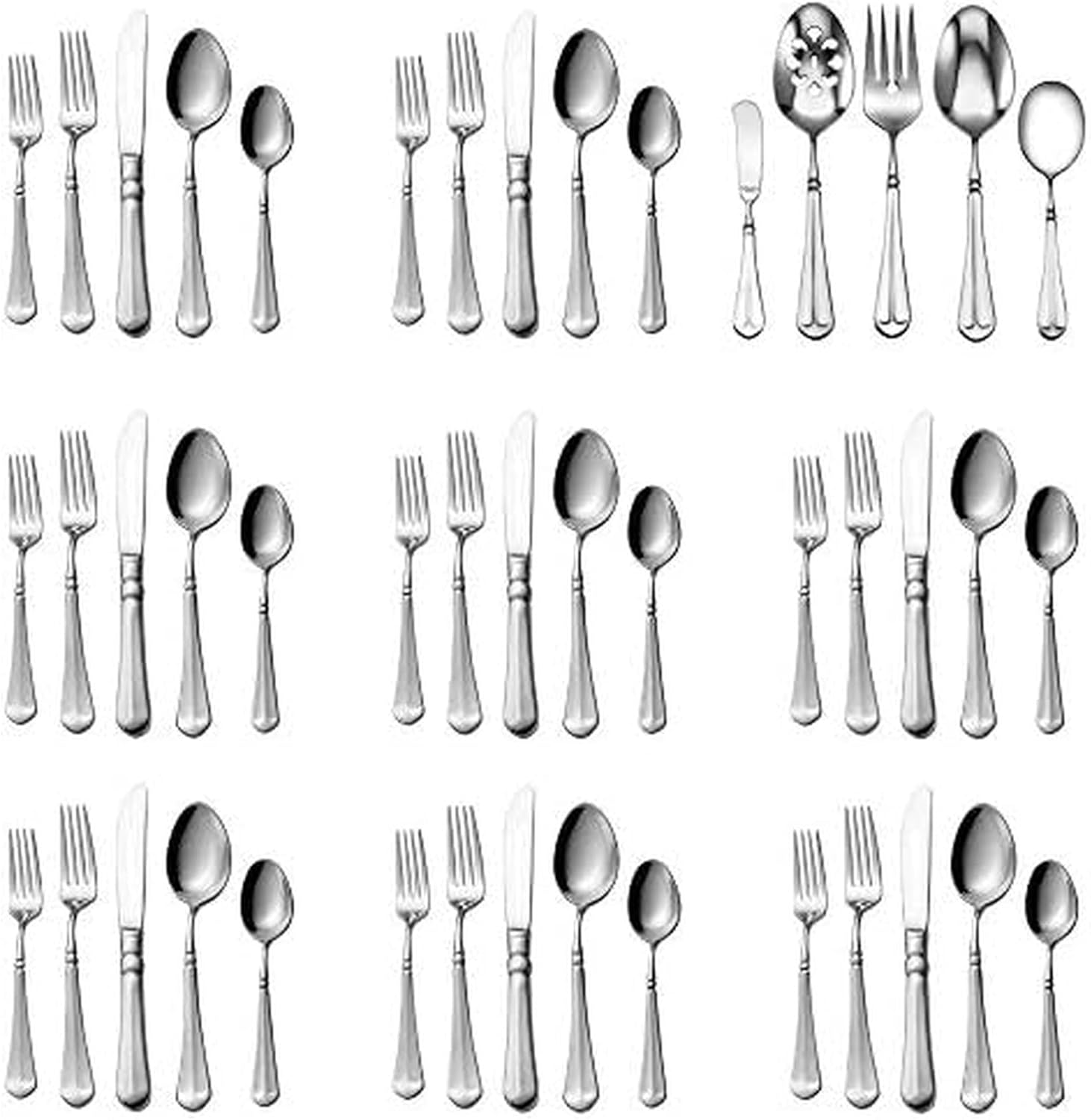 Mikasa French Countryside 45-Piece Stainless Steel Flatware Set with Serveware, Service for 8