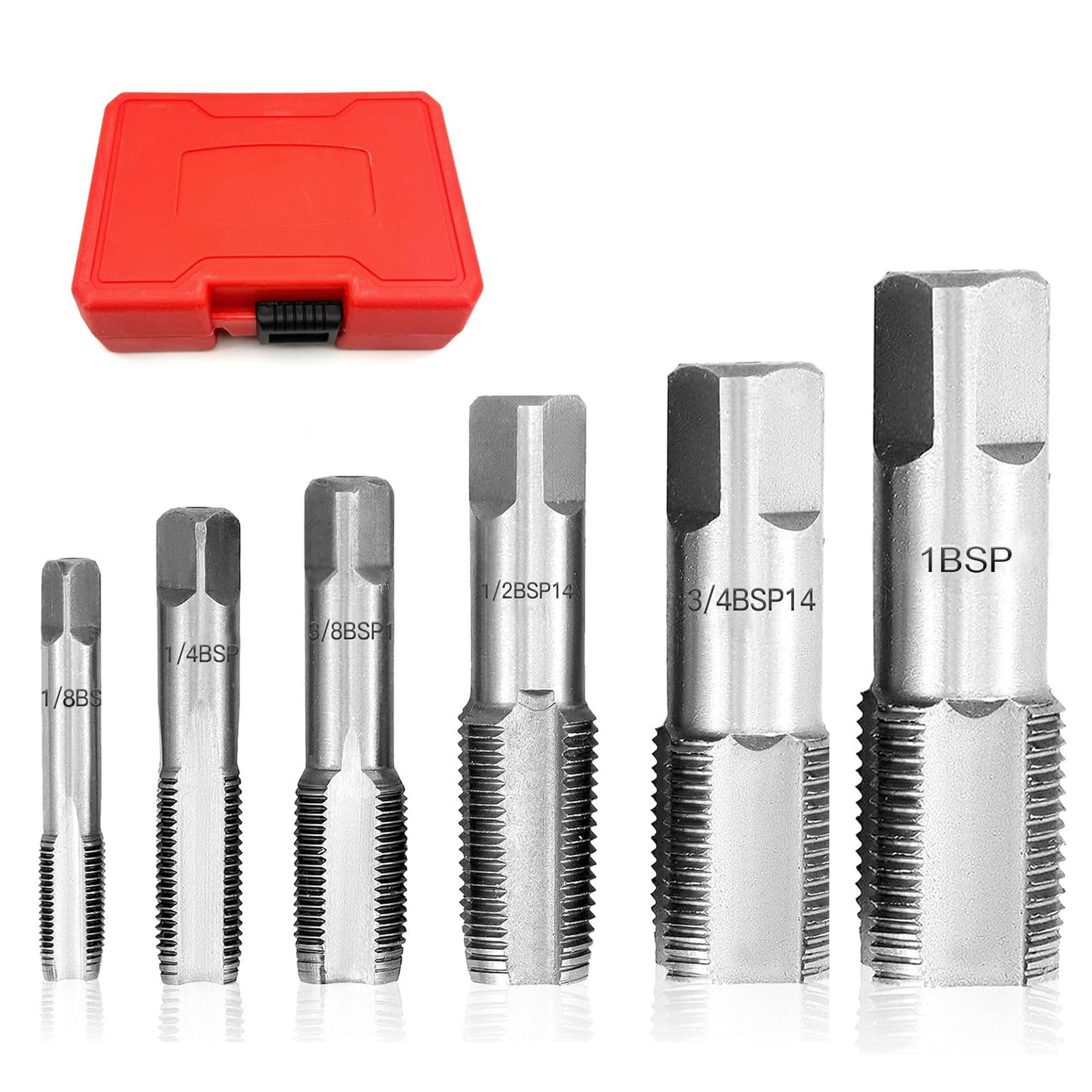 Set di 6 maschi per tubi BSP in acciaio al carbonio 1/8 1/4 3/8 1/2 3/4 1 pollice