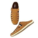 Camina Men's Tan Open-Back Sandals | Casual Breathable Slip-On Outdoor Shoes |07 UK/IND gallery image