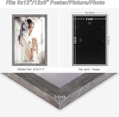 Vista 545 de Marco gris rústico de 18 x 24 pulgadas, marco para póster de 18 x 24 pulgadas, color gris envejecido, grande, retro, natural, 24 x 18 pulgadas