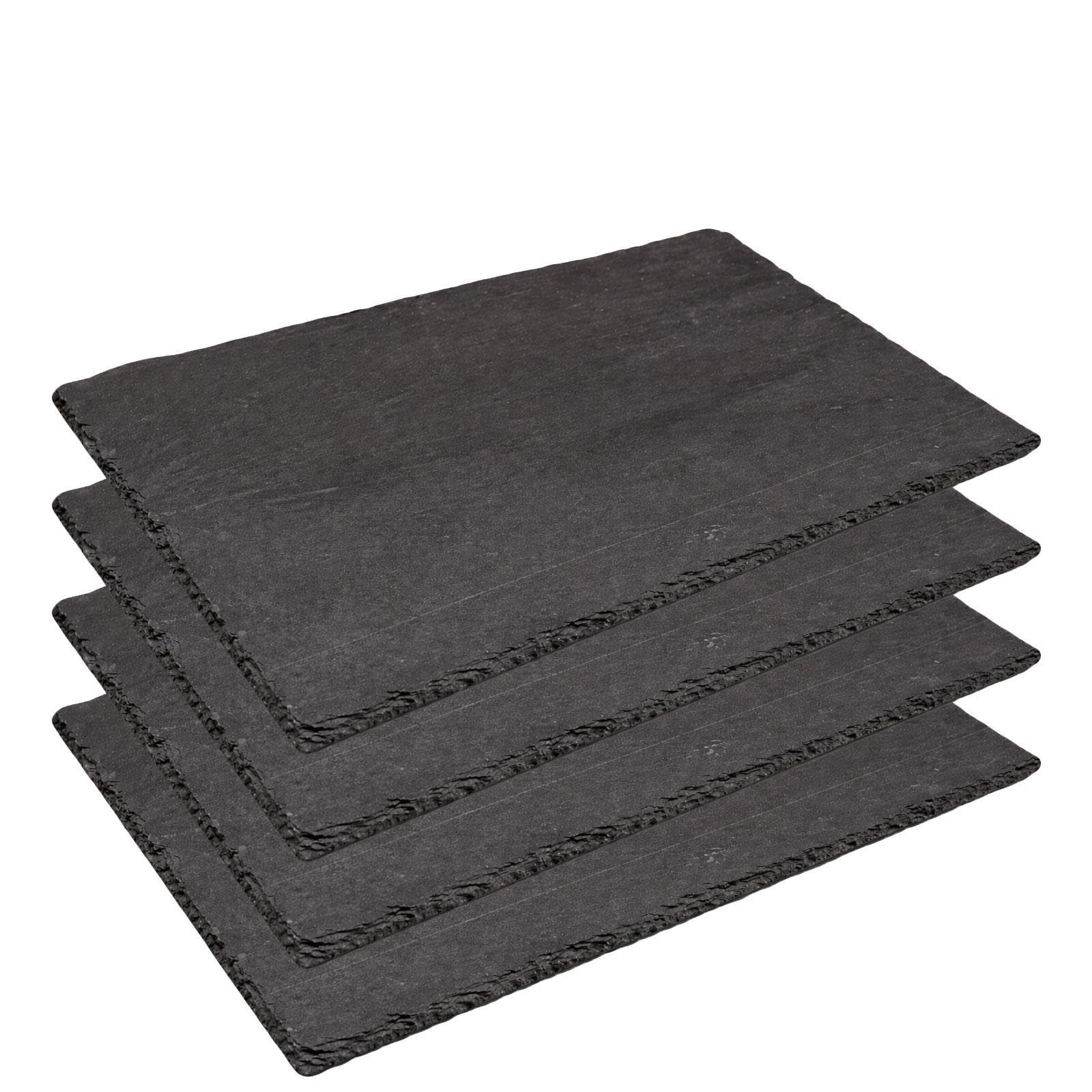 Natural Slate Serving Board 35x25cm Cheese Board Platter – Durable Stone Food Tray, Rustic Serving Board, 4 Pack (Black - 4 Pack, One Size)