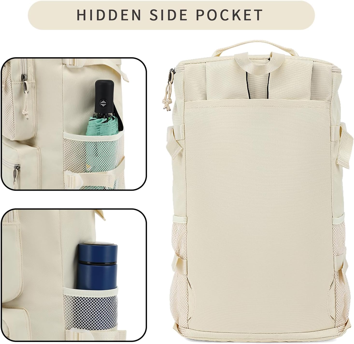 Solid color gym duffel bag backpack, wrestling bag,with shoe compartment, 4 kinds of back method waterproof travel sports walking laptop Lightweight（B-Sea Salt White） - Image 6