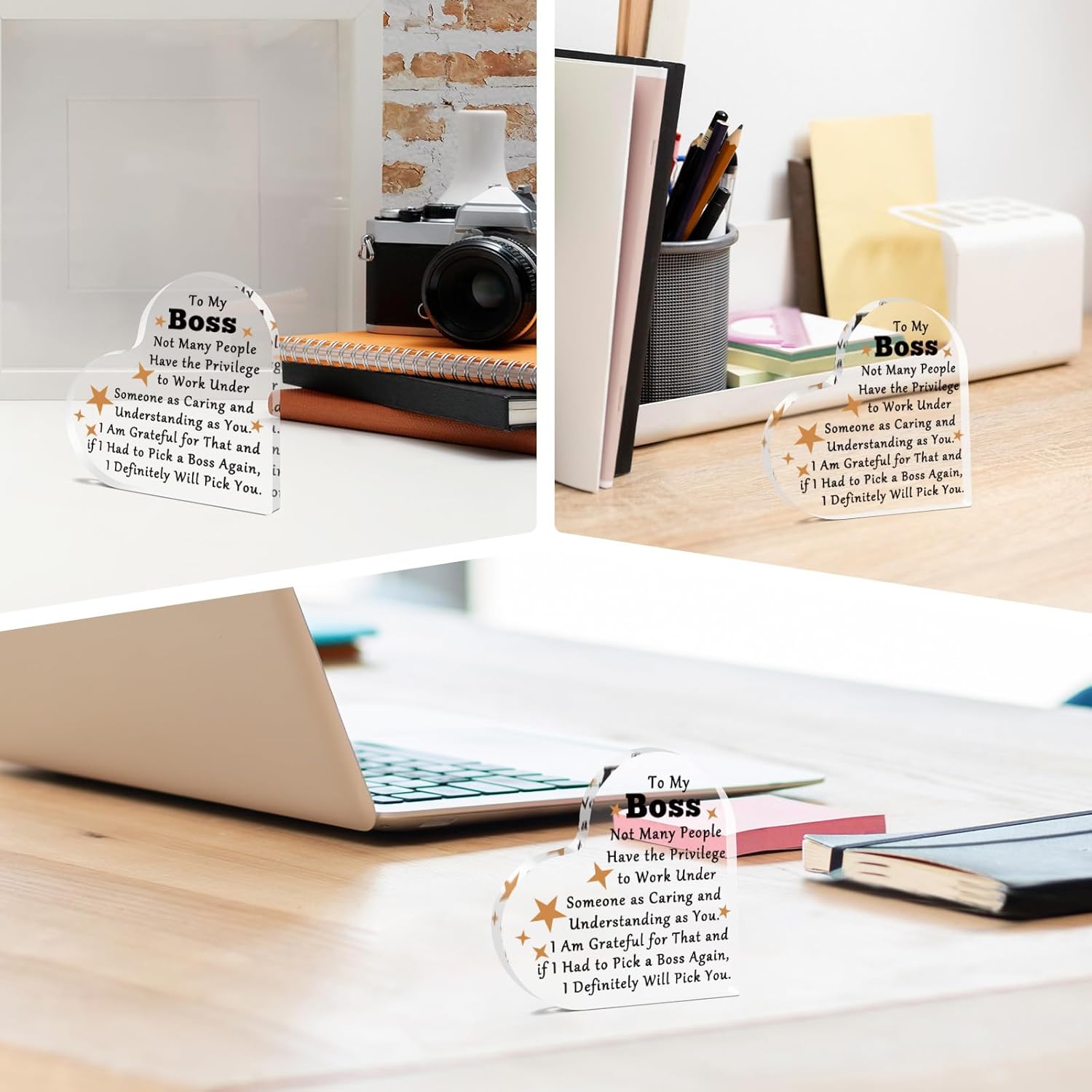 Boss Day Gifts for Women Men Desk Decor Signs Thank You Gifts for Boss Coworker Employer Appreciation Gifts Acrylic Table Sign Acrylic Plaque Keepsake for Office Christmas Retirement Leaving Gifts - Image 5