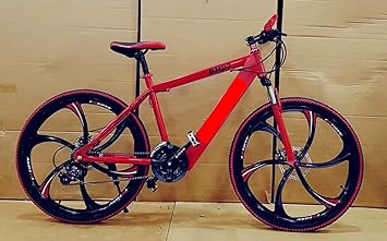 AXAN Sports Bicycle Mountain Bike/Cycle 26 Inch High Carbon Steel Frame Foldable/Folding Mountain Bike/Bicycle with 24/27 Speed Gear and Double Disc Brake - Unisex-Adult (Red)