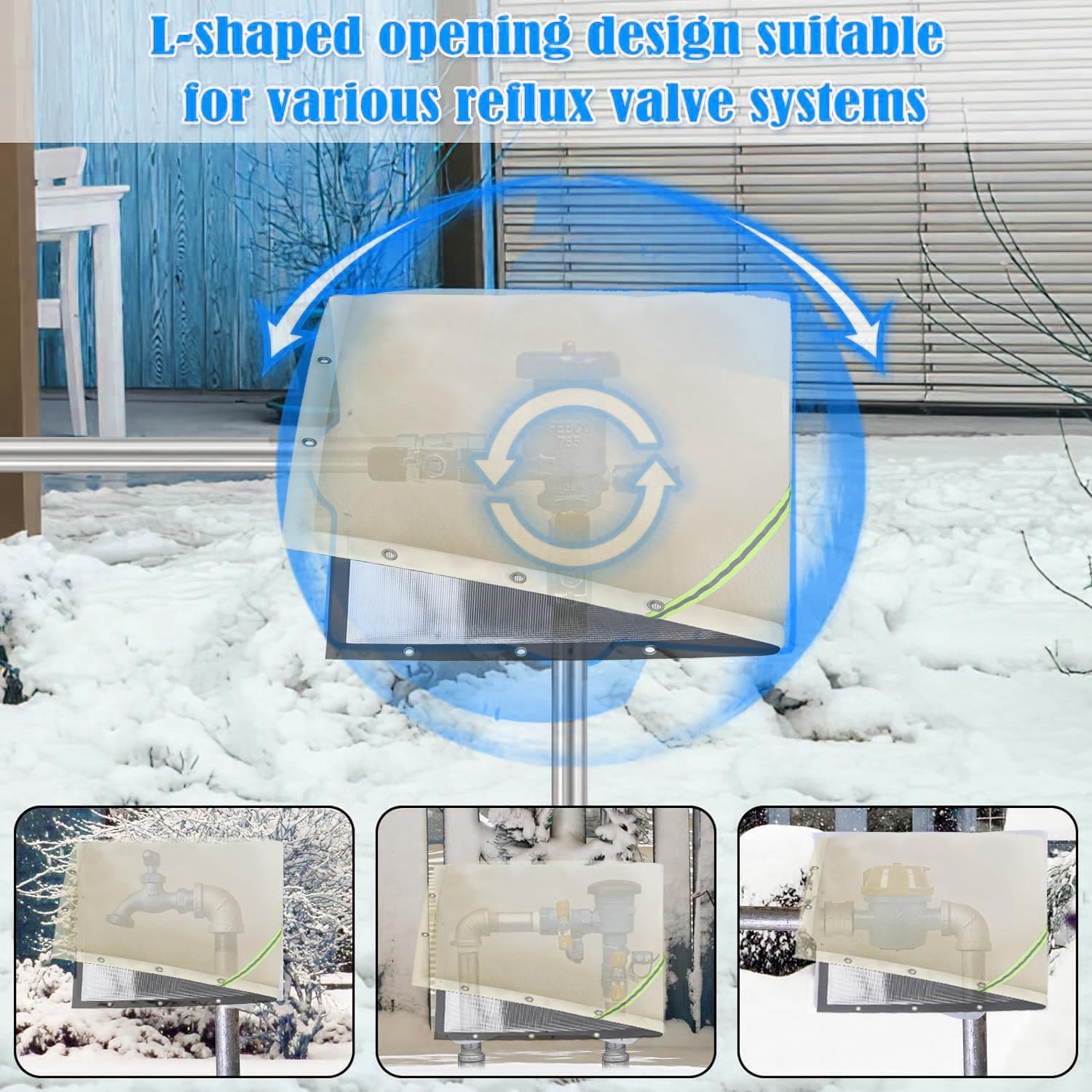 Opening Backflow Preventer Pipe Insulation Cover,Irrigation Sprinkler Valve Cover,Water Well Pump Cover,Sturdy 5 Layers Hydrant Cover for Winter Freeze Protection