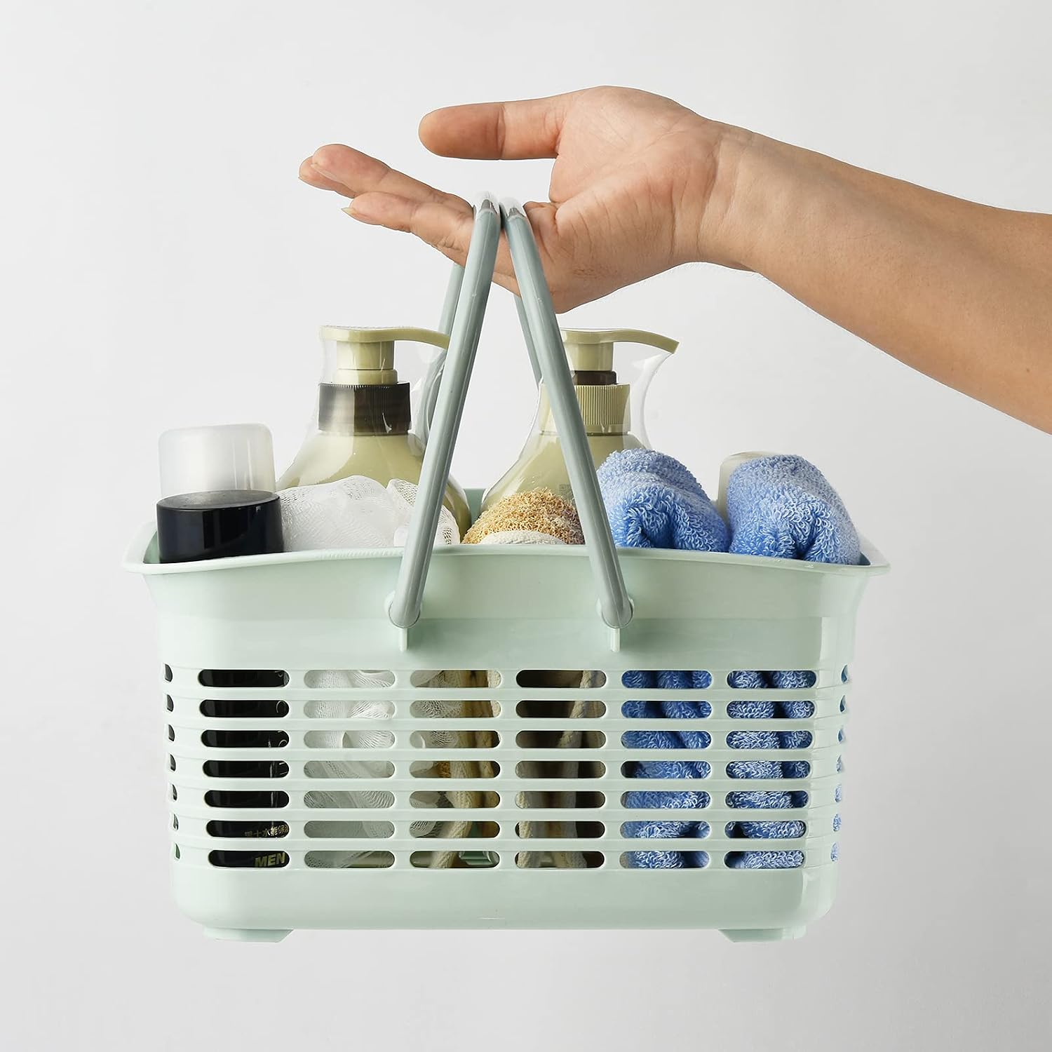 ALINK Plastic Shower Caddy Basket with Handle, Portable Organizer Storage Basket for College Dorm, Bathroom, Kitchen - Blue image 3