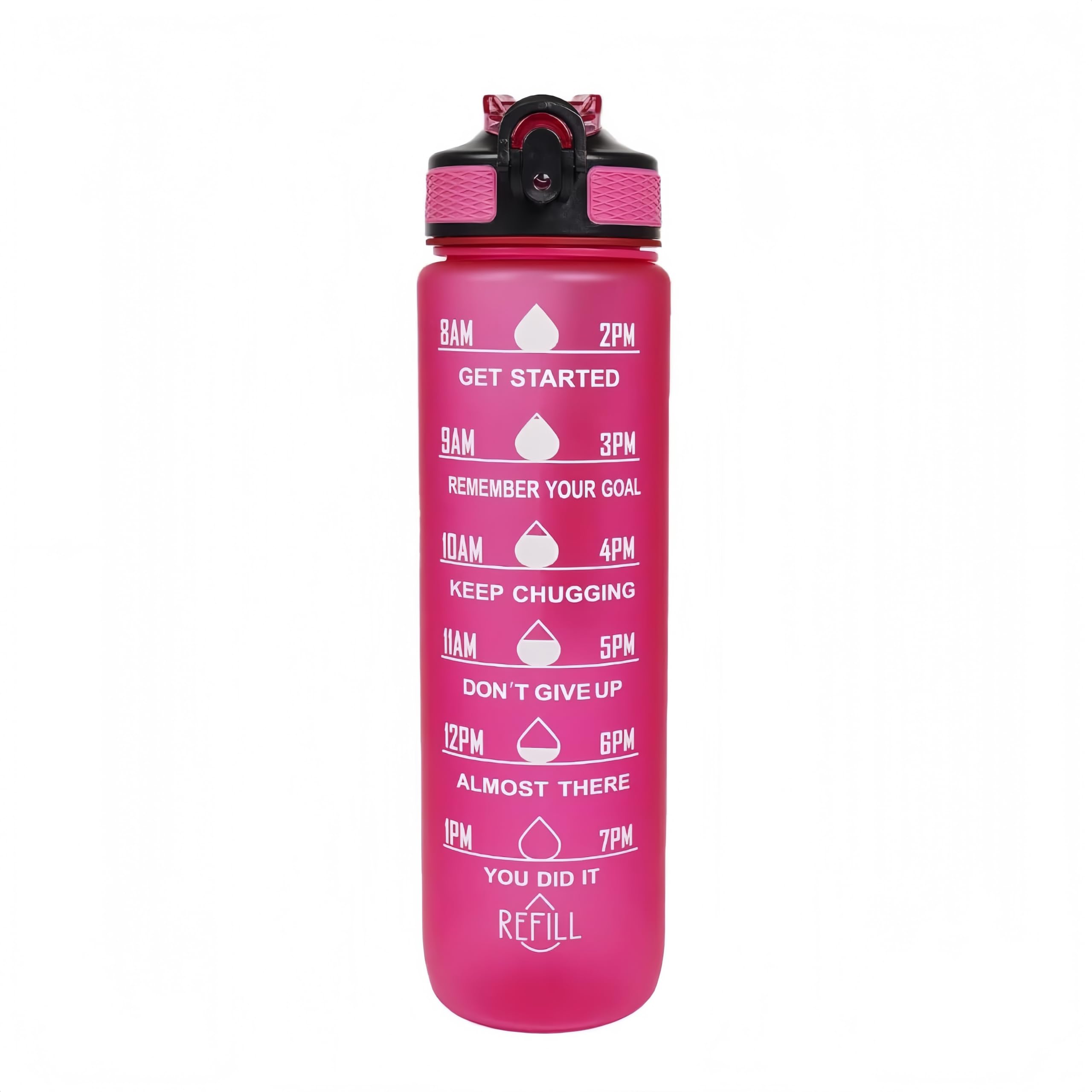 ROSSRORE Water Bottle with Straw, 33.8 oz Motivational Time Marker Bottle, BPA-Free Tritan, 1L Leak-Proof Sports Bottle with Carry Strap for Women’s Gym, Fitness, and Outdoor Activities