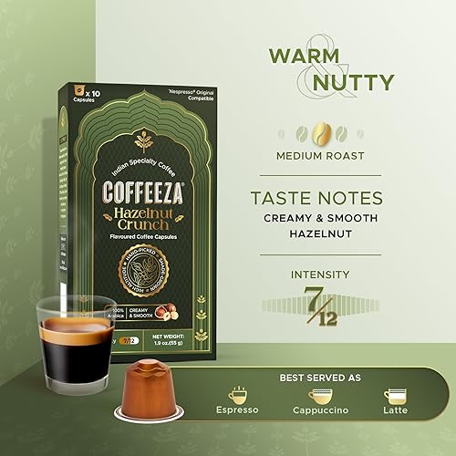 Miniatura 2 de Coffeeza Cápsulas de café expreso, avellana, compatibles con máquinas espresso Nespresso Original Line, tostado medio, intensidad – 7, cápsulas de