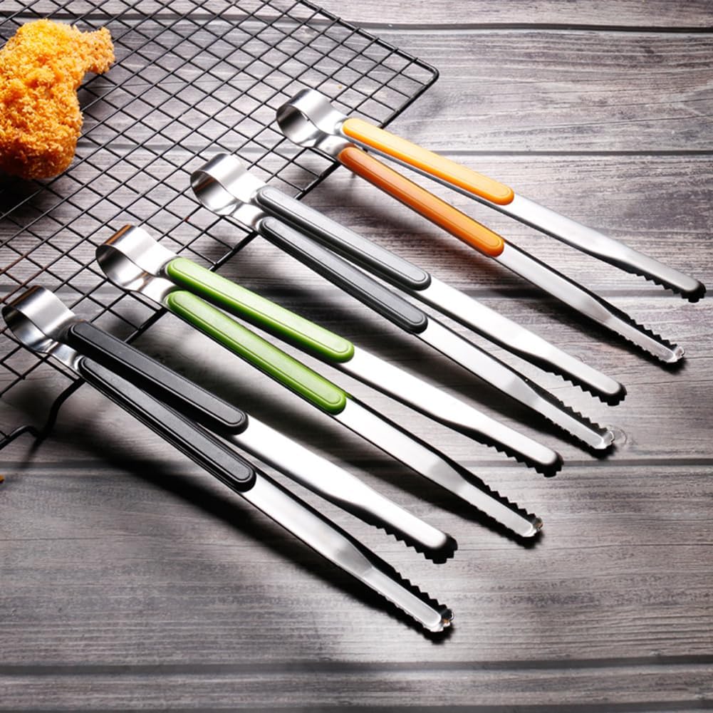 4 Pack 10 Inch Stainless Steel Kitchen Tongs, Colorful Handle Food Tongs
