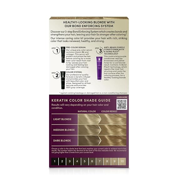 Schwarzkopf Keratin Color Permanent Hair Color, 8.0 Medium Blonde, 1 Application - Professionally Inspired Permanent Hair Dye (Pack of 2)