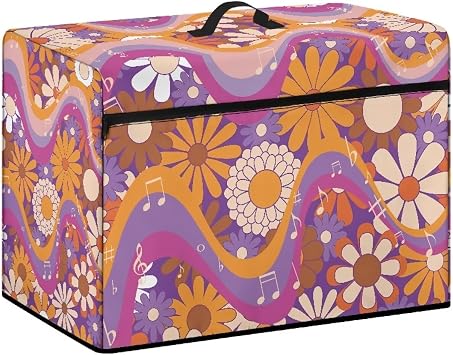 Big Hippie Flower Sewing Machine Cover Dust Cover Easy Cleaning Protection for Sewing Machine Stain Resistant Sewing Machine Cover with Essentials Storage Pockets