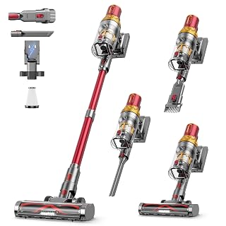 Cordless Vacuum Cleaner, 580W 48Kpa 65Mins Vacuum Cleaners for Home, Self-Standing Stick Vacuum with Auto Scrapping Dust Tech, Low Noise Rechargeable Cordless Vacuum for Hardfloor, Carpets, Pet Hair - Amazon product rated Grade A