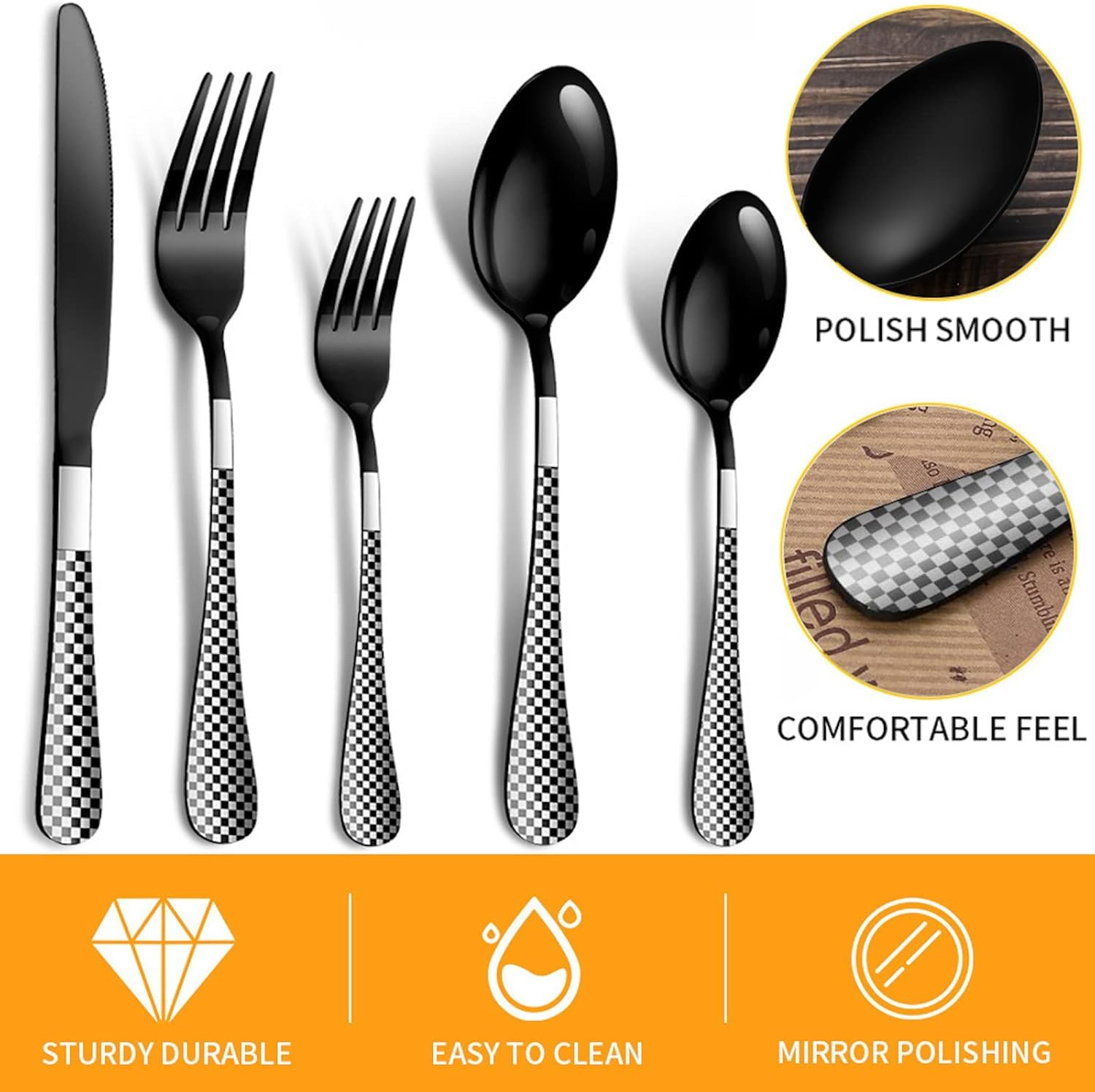 Shipnetic Black Butter Knives Set of 6 Stainless Steel Dinner Butter Knife Set, Smooth Edge Table Knives, Dishwasher Safe Flatware for Home & Restaurant 2