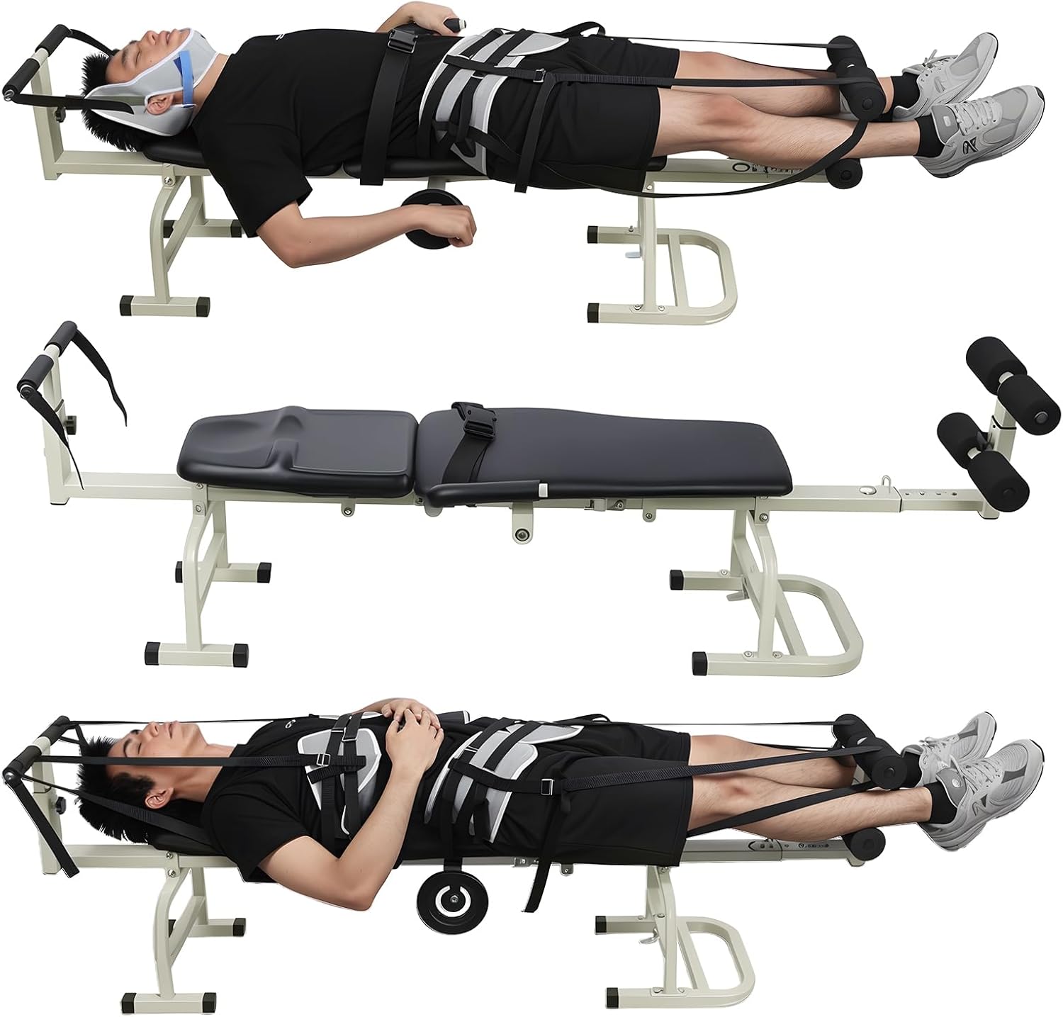 Fitness Full Body Traction Bed, Cervical and Lumbar Decompression Table, Spinal Stretching Machine, Back Alignment Therapy Device, Neck and Spine Pain Relief Equipment Green
