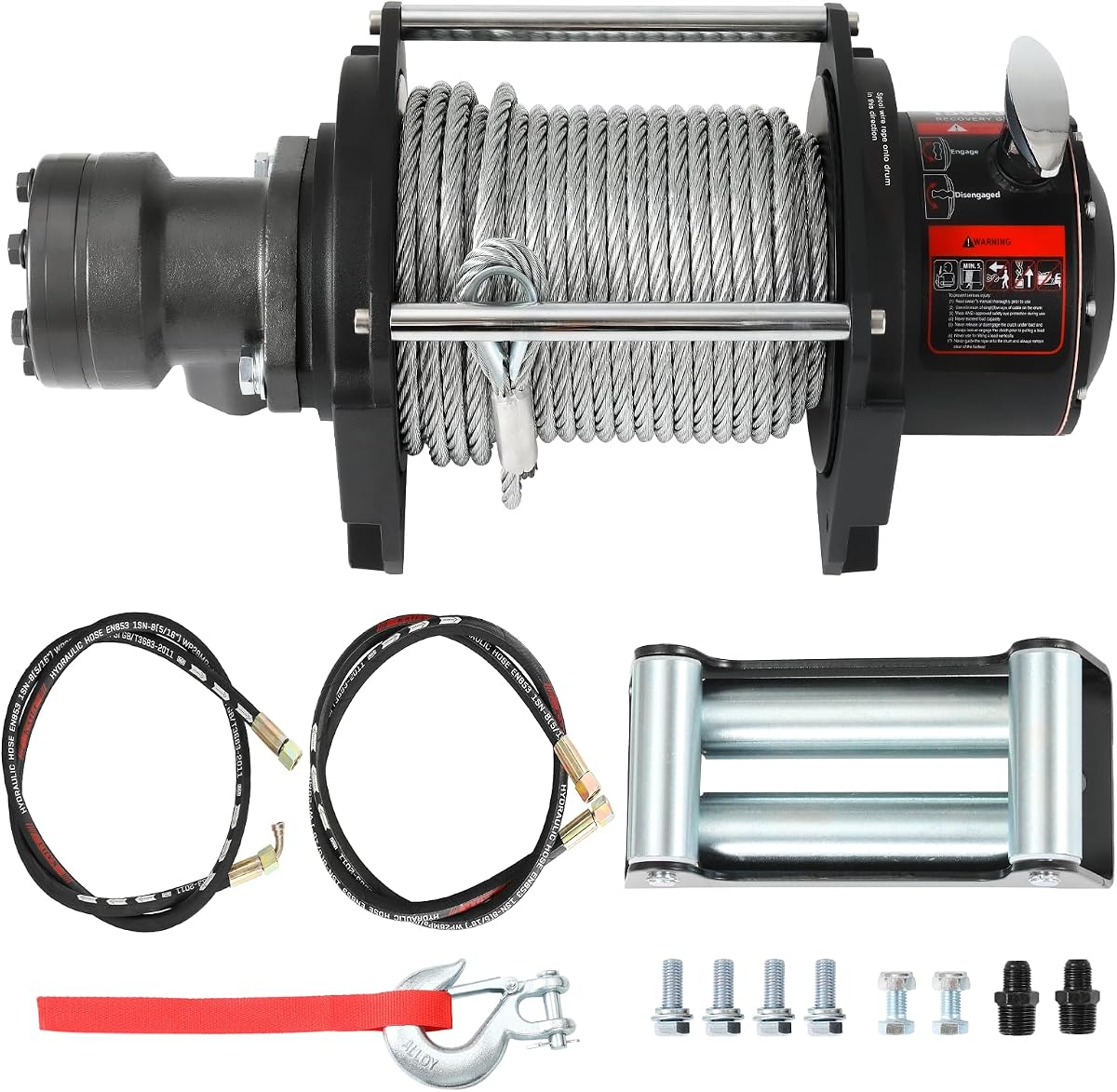 20000 LBS Hydraulic Winch for Tow Truck, Heavy Duty Recovery Winch with 1/2" x 78FT Steel Cable, BMR80 Motor 36:1 Gear Ratio Tow Winch for Wreckers, Trailers & Vehicle Recovery