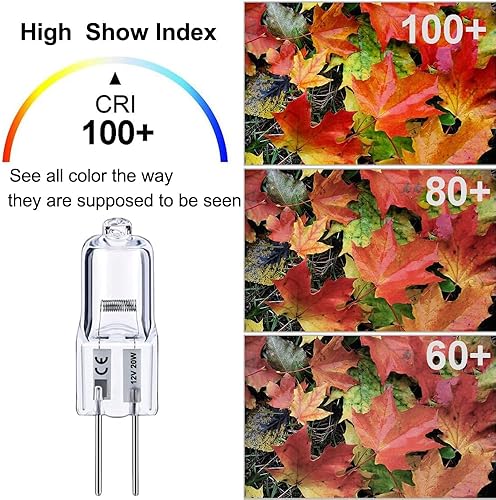 Miniatura 4 de Bombilla G4, bombillas halógenas G4 de 20 W, 10 bombillas G4 de 12 V CACC regulables, base G4 bi-pin 2800 K blanco cálido con larga vida útil, alto