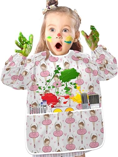 Miniatura 4 de Qilmy Lindas batas de elefante para niños, delantales impermeables para pintura de artistas para edades de 2 a 6 años, A