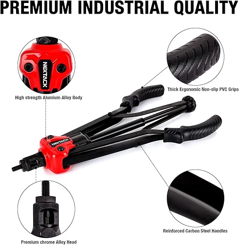 Miniatura 21 de Kit de herramientas de tuerca de remache con broca escalonada, 120 nutserts, juego de herramientas de remache resistente con 8 mandriles SAE