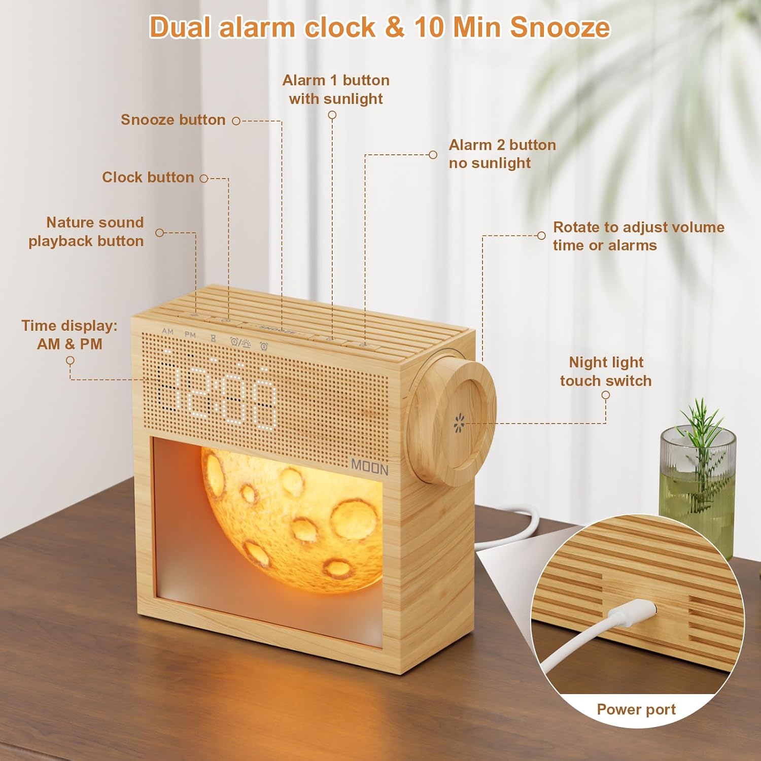 Sound Machine Alarm Clock with Sunrise Gentle Wake-Up Light, White Noise Machine with 20 Soothing Sounds for Sleeping, Dual Alarms, Snooze, Timer, Dimm Night Light for Bedroom, Sleep Gifts for Women