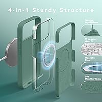 Vista 808 de GONEZ Funda de silicona para iPhone 15 Pro Max, compatible con Magsafe, protector de cámara + protector de pantalla, forro de microfibra suave Negro