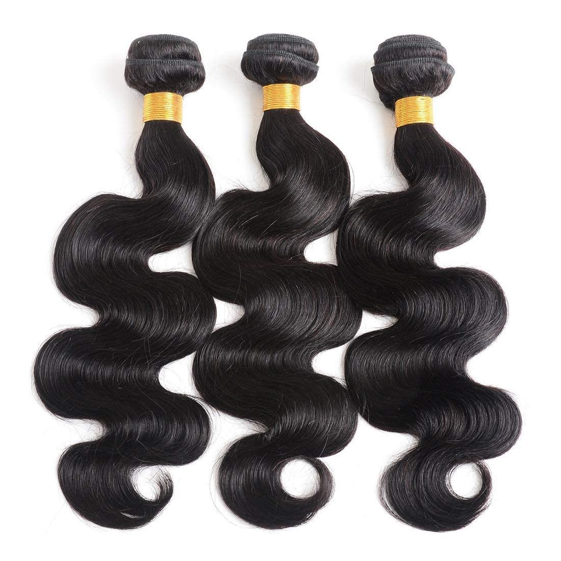 Body Wave Bundles with Closure Brazilian Human Hair Bundles with Closure (16 18 20+14 Free Part) Pre Plucked 4x4 Lace Closure with 3 Bundles Human Hair Weave