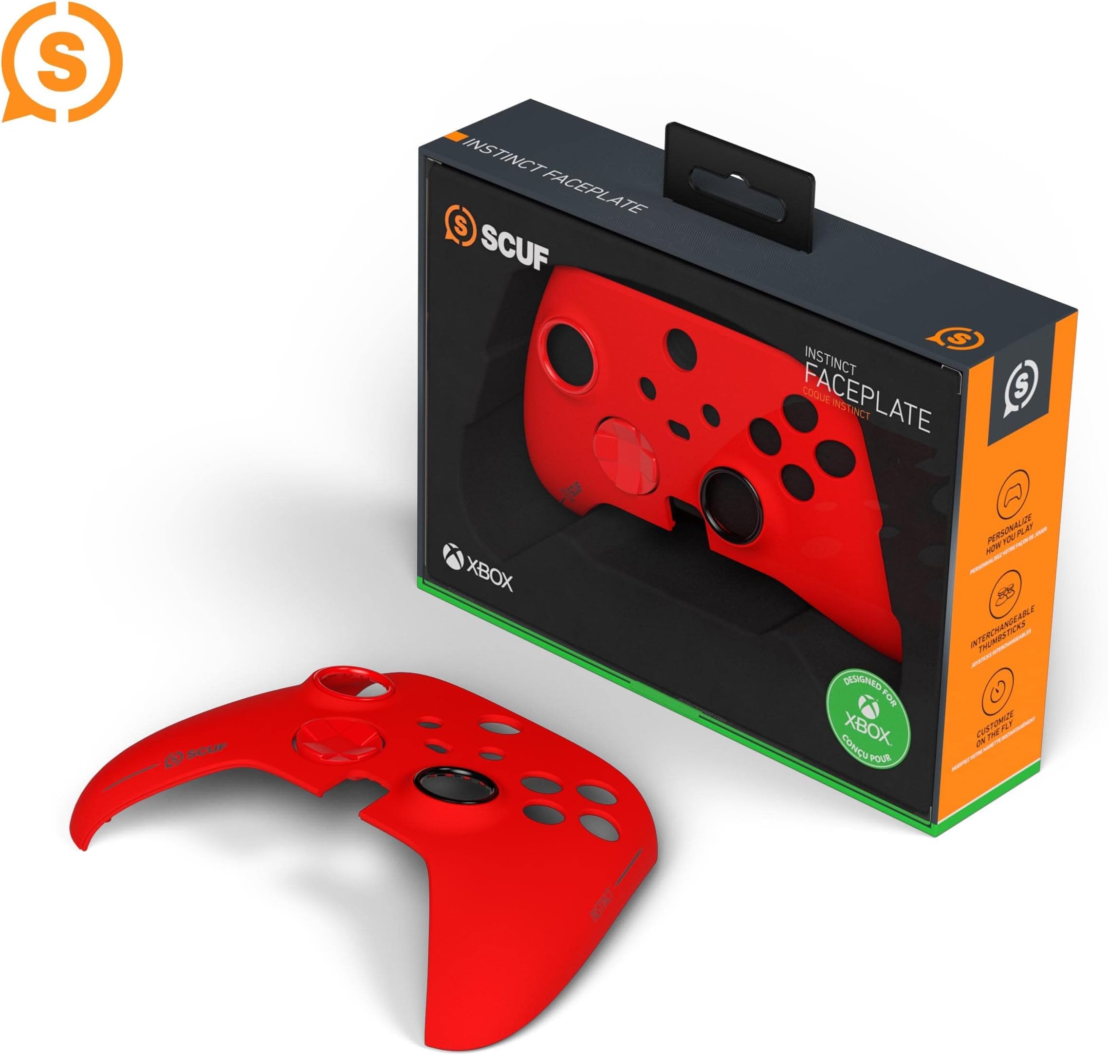 SCUF Instinct Controller Removeable Faceplate Kit - Anti Friction Rings - Xbox Series X, S, Xbox One - Red