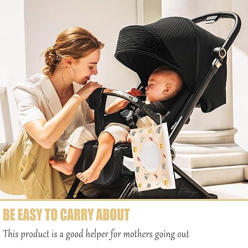 Miniatura 5 de FEBSNOW Paquete de 2 dispensadores de toallitas para bebé, soporte portátil recargable para toallitas para bebés, contenedor de toallitas de viaje,