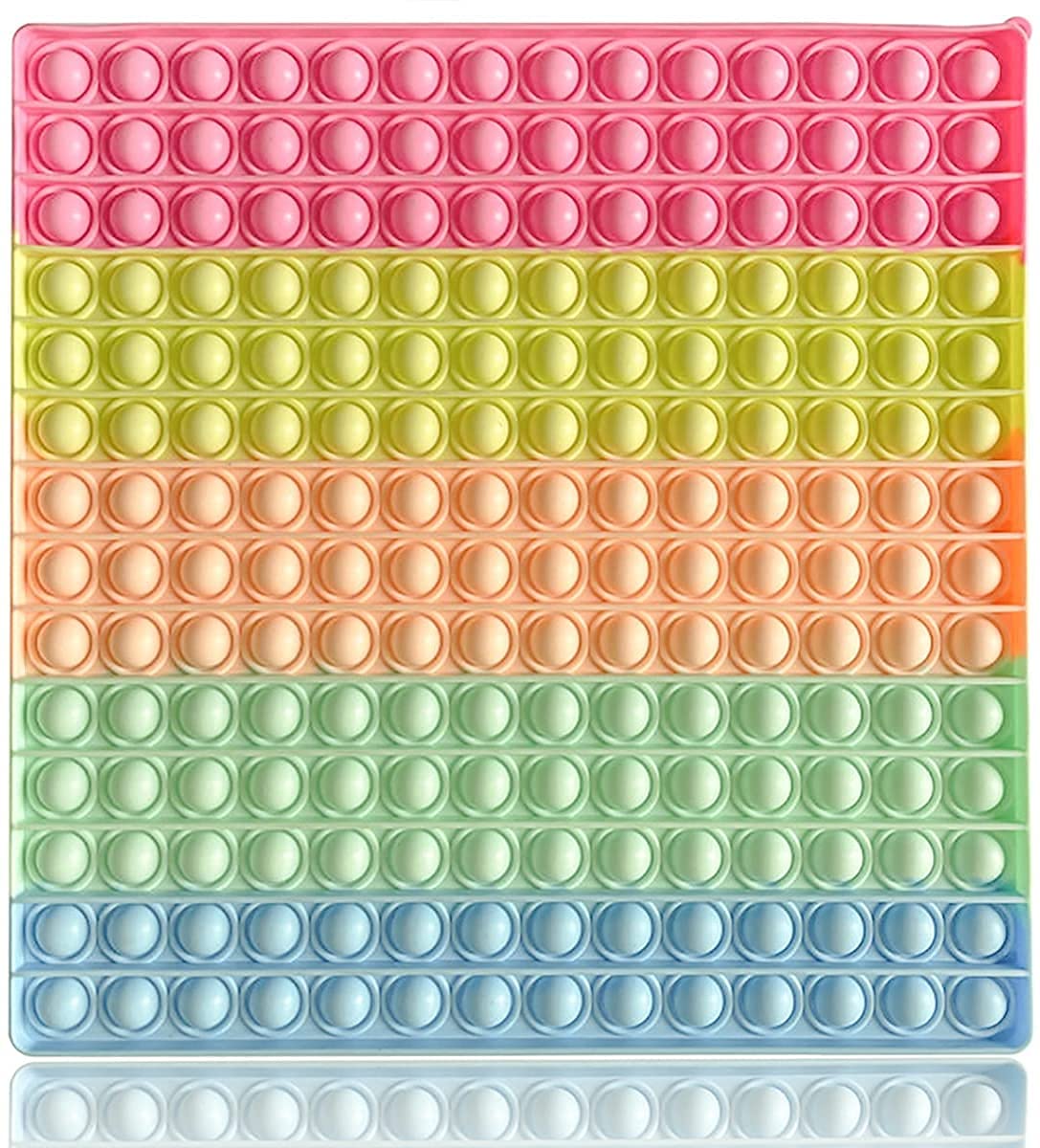 Pop It Big Size Push Bubble Fidget Sensory Toy, Children Autism Special Needs and Adult Anxiety Stress Reliever Gift for Boy Girl, Rainbow Square Giant Jumbo Large Popits Popper Fidget Toy 12Inch