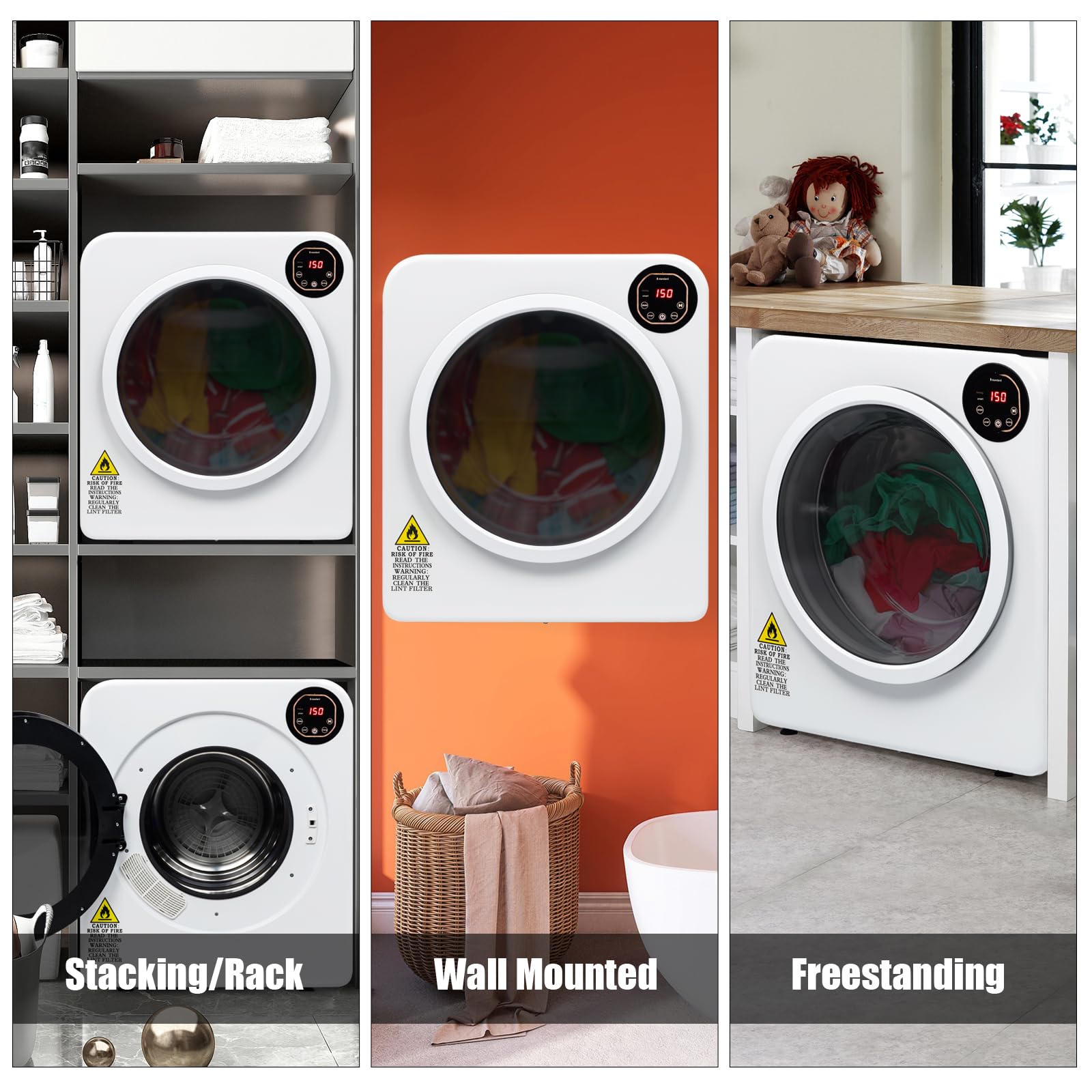 LEADZM sèche-linge pompe à chaleur 1500W 6KG compact avec affichage LED