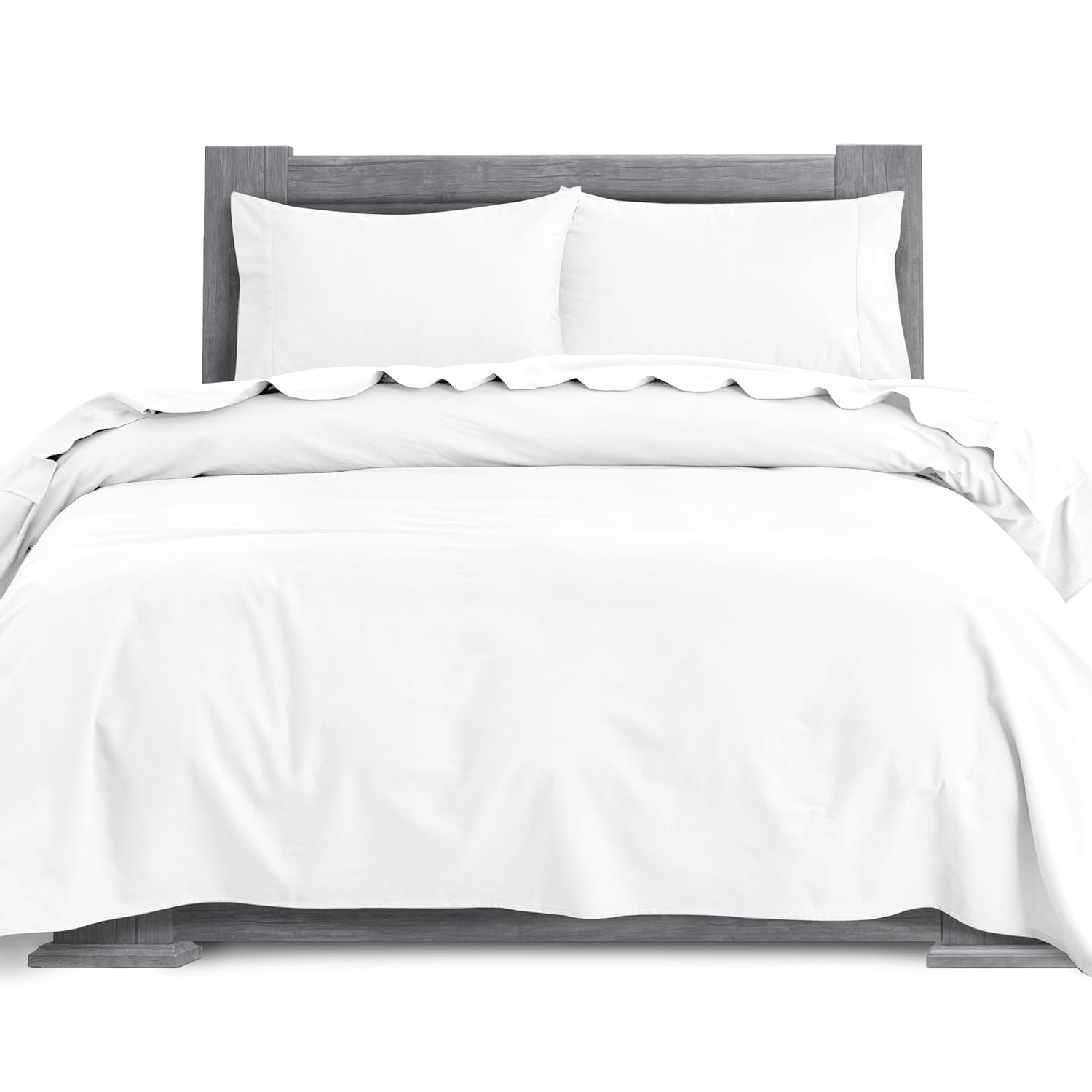Elegant Comfort Soft 4-Piece 100 Turkish Cotton Flannel Sheet Set - Premium Quality Deep Pocket Fitted Sheet Ultra