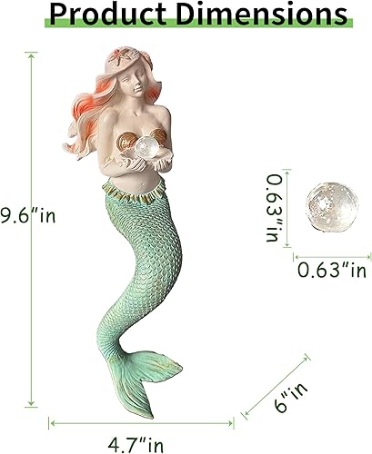 Miniatura 3 de Teaeeno Figura creativa de sirena de resina para jardín, figura de sirena, decoración de escultura de sirena para interior y exterior (azul)