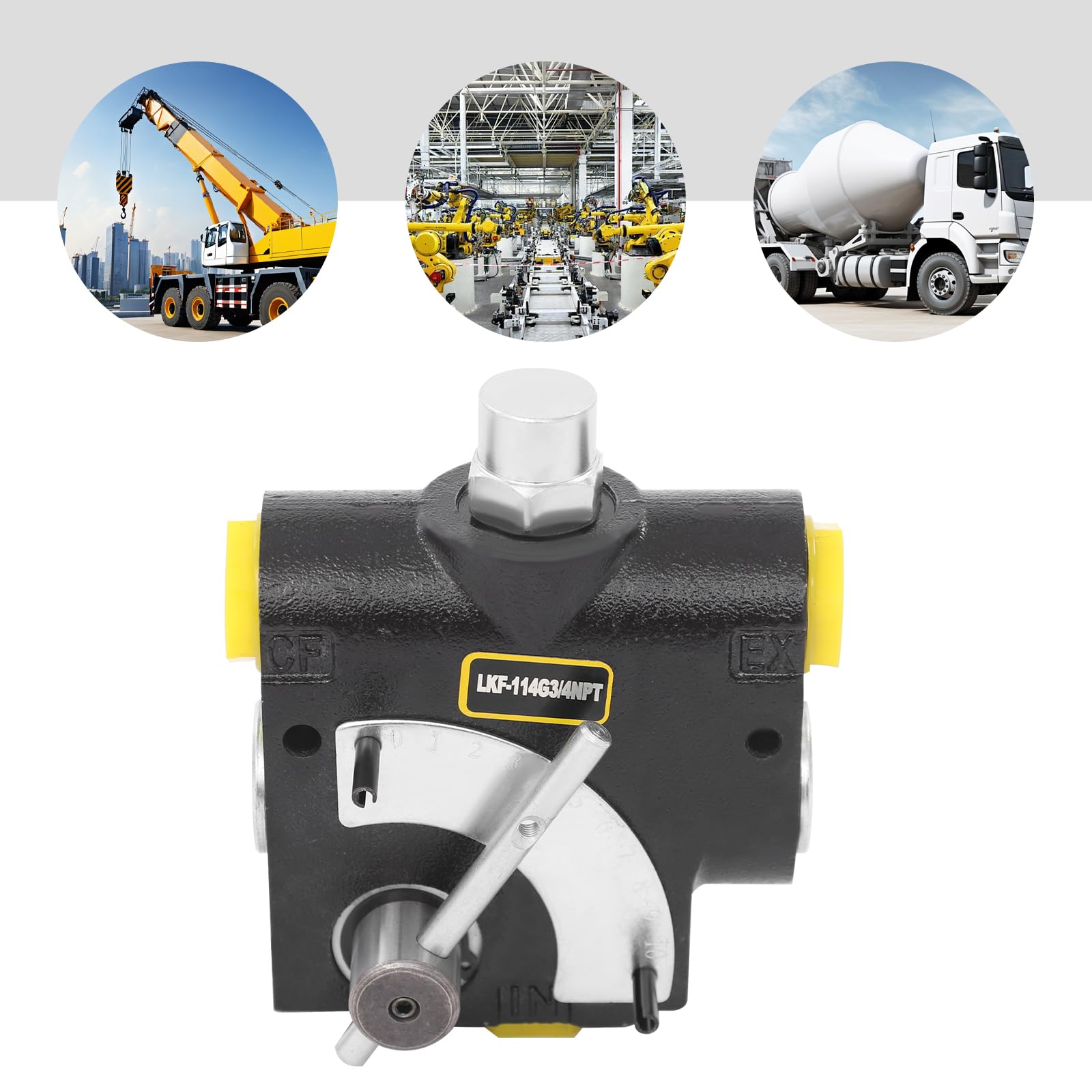 Valvola di controllo del flusso regolabile idraulico,Valvola di controllo idraulica,0-30 GPM, 3000 PSI, 3/4" NPT, modello LKF-114,Per trattori piccoli,Trattore carica,Spaccalegna
