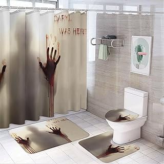Daryl Dixon-Chapel Roan Coral Fleece 4-Piece Bathroom Set with Waterproof Oxford Fabric, Soft & Durable Bath Mat and Shower Curtain, Easy to Clean & Maintain One Size
