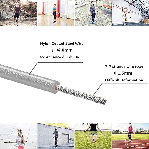 Miniatura 2 de Cable de repuesto para cuerda de salto de velocidad, 6 piezas de alambre de acero inoxidable de 10 pies con revestimiento de polímero para cuerdas