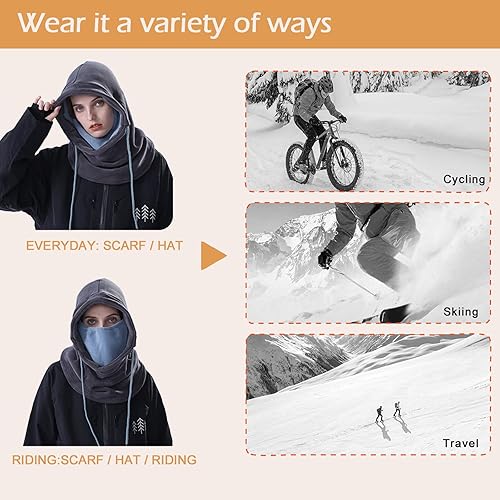 Vista 4 de Imilan Balaclava Cold Weather Windproof Face Mask Warm Fleece Ski Mask for Men and Women Motorcycle Bike Cycling Neck Warmer