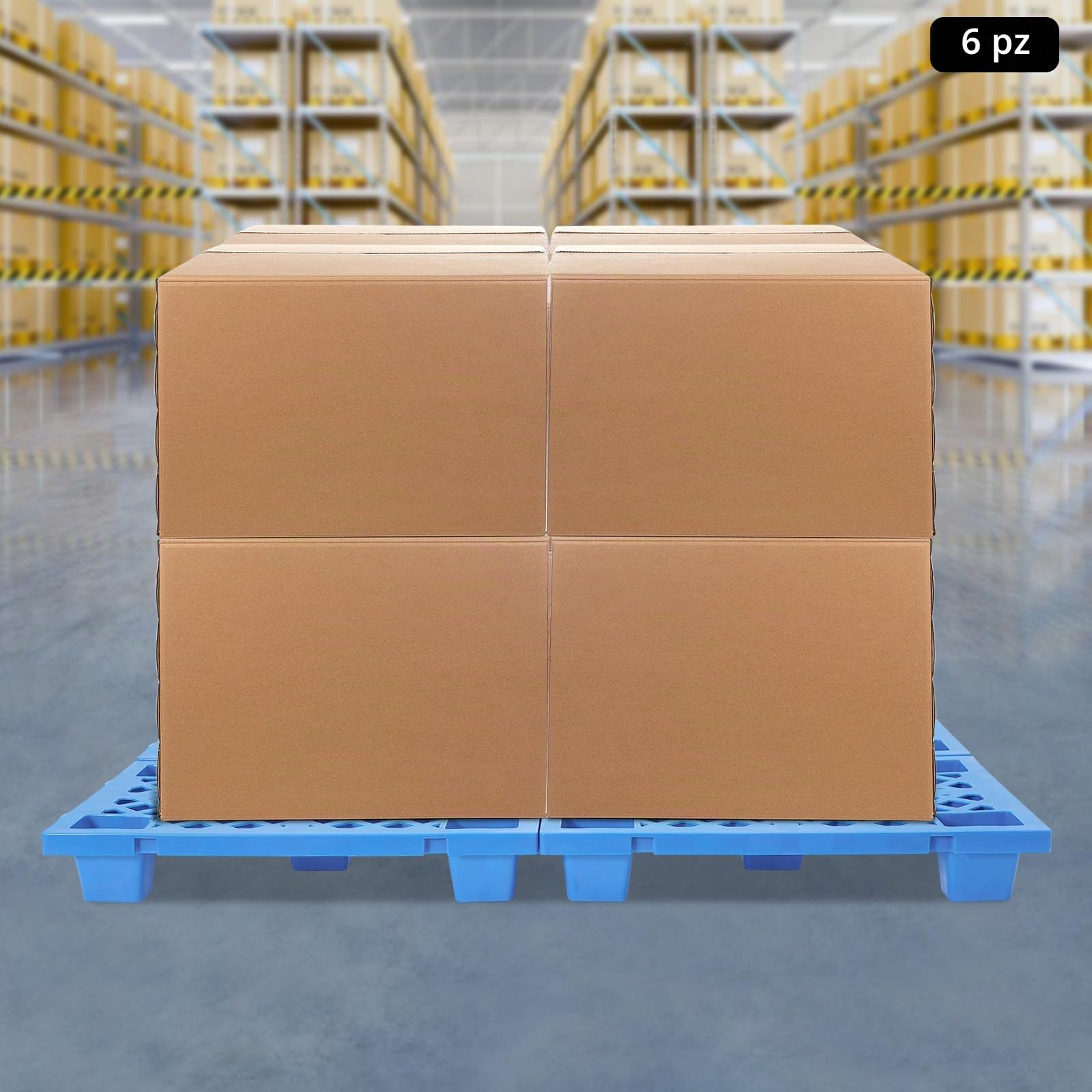 6 pallet in plastica interlocking pallet impilabili per il trasporto e la conservazione con 100 kg di capacità di carico per pallet per magazzini fabbriche (blu)