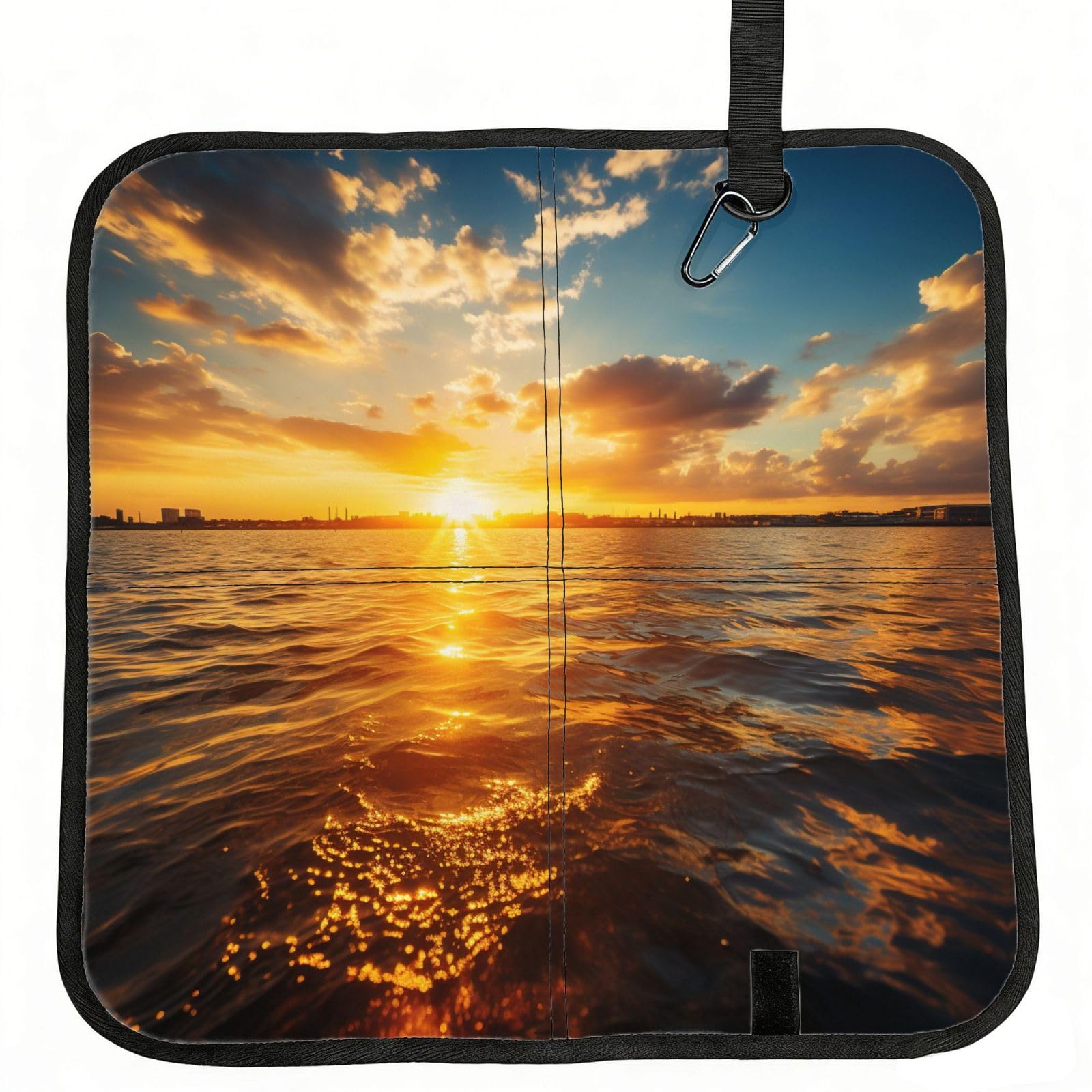 YGLHBDPBF Ocean Sunset Print Camping seat cushion,Foldable Sitting Pads,Save Backpack Space for Hiking