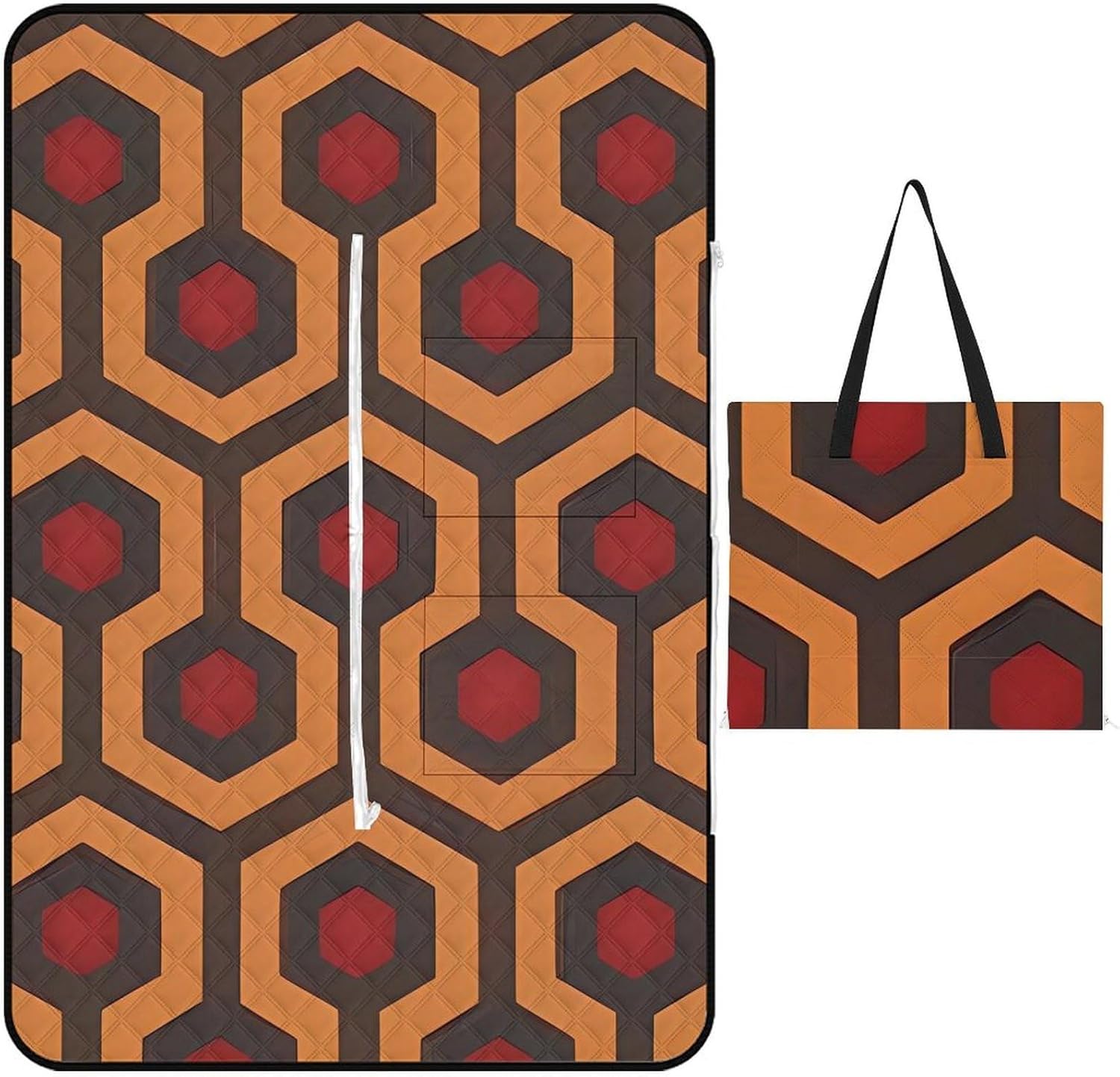 Shining Overlook Picnic Blanket 150x100cm, Foldable 2-in-1 Picnic Mat and Tote Bag Portable Waterproof Beach Mat Sandproof Outdoor Blanket for Park, Hiking, Beach, Camping, Travel