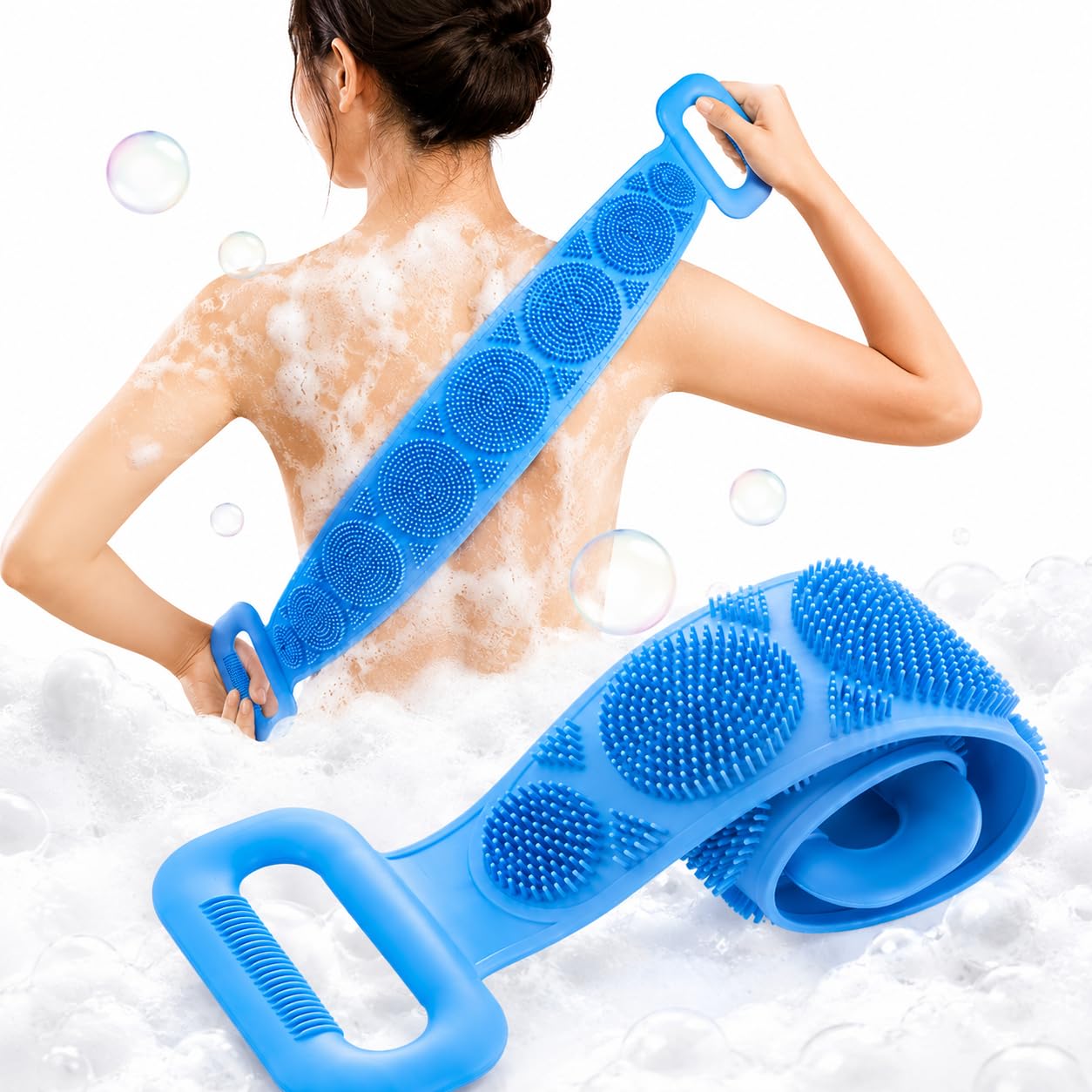 Silicone Back Scrubber Belt for Bath, Double-Sided Soft Bristles, Stretchable Body Cleaning & Exfoliating Bath Strap, Deep Skin Cleansing, Dead Skin Removal & Massage for Men & Women (Multicolor)-image-32