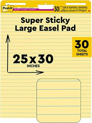 Miniatura 1 de Post-it rotafolio de 25 x 30 pulgadas, papel amarillo con líneas, rotafolio con 30 hojas, Amarillo