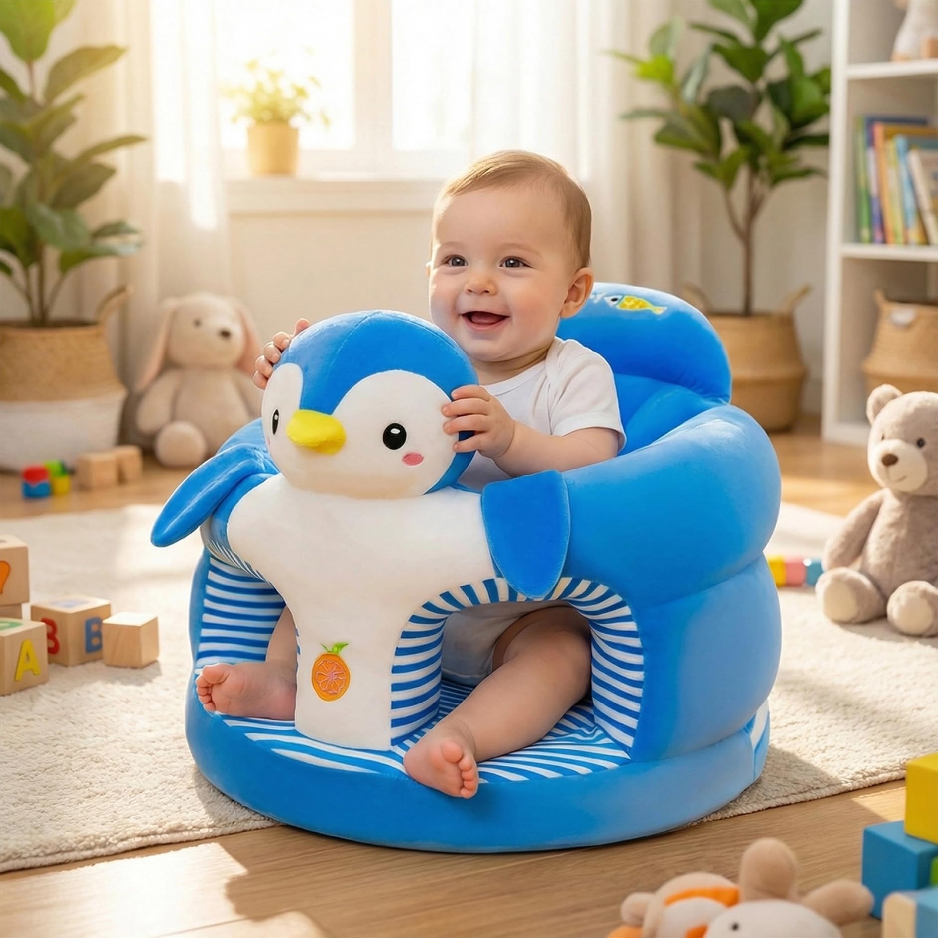 Morbido seggiolino Penguin Baby Sit Me Up, sedia di supporto per neonati per bambini da 0 a 36 mesi