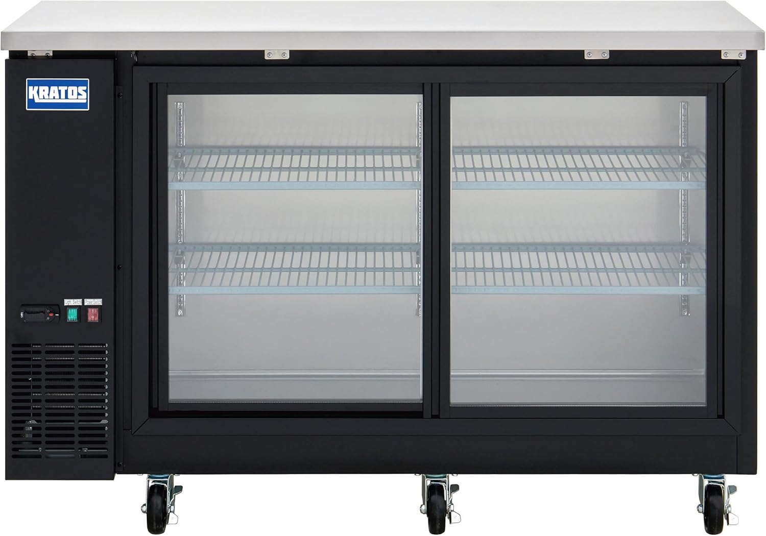 Kratos Commercial 60" Wide Back Bar Refrigerator with Sliding Glass Doors, Black 17.3 Cubic Ft. Two Door Refrigerator for Bars and Restaurants (67K-156)