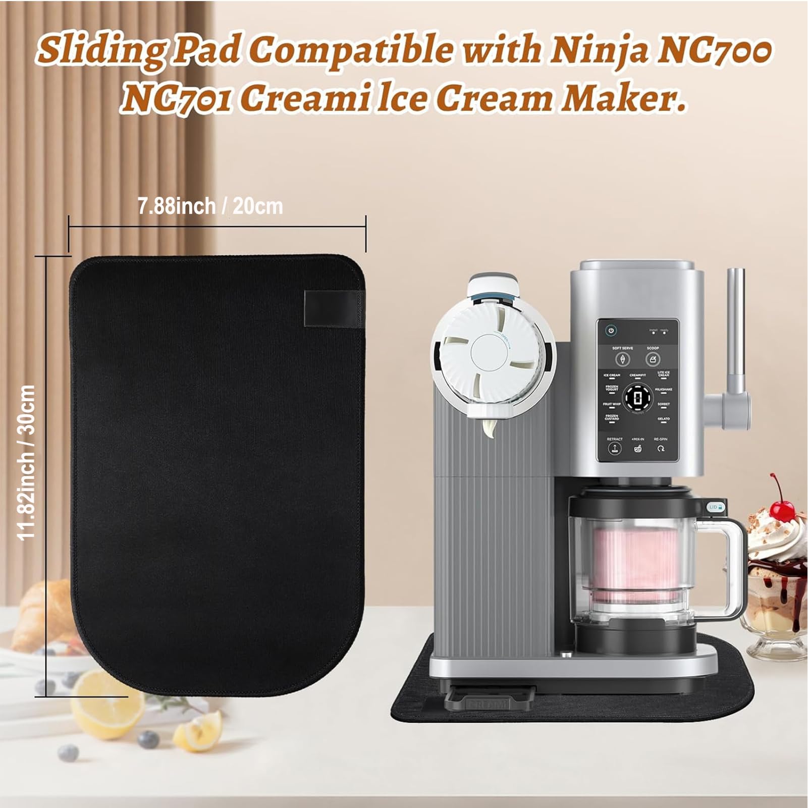 Tapis Coulissant pour Ninja Swirl by CREAMi Machine à Glace NC700 Series, Plateau Coulissant Compatibles avec Ninja NC701EU Accessoires